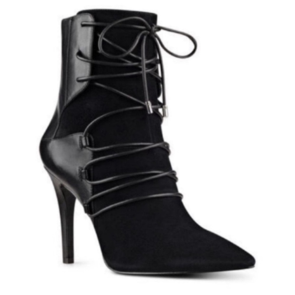 Nine West Black Lace-Up Stiletto Ankle Boots size 5.5